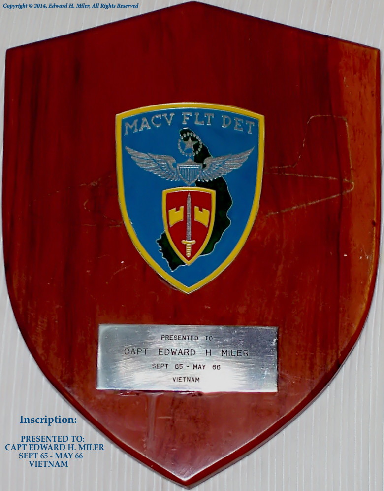 Ed Miler plaque, MACV Flight Detachment