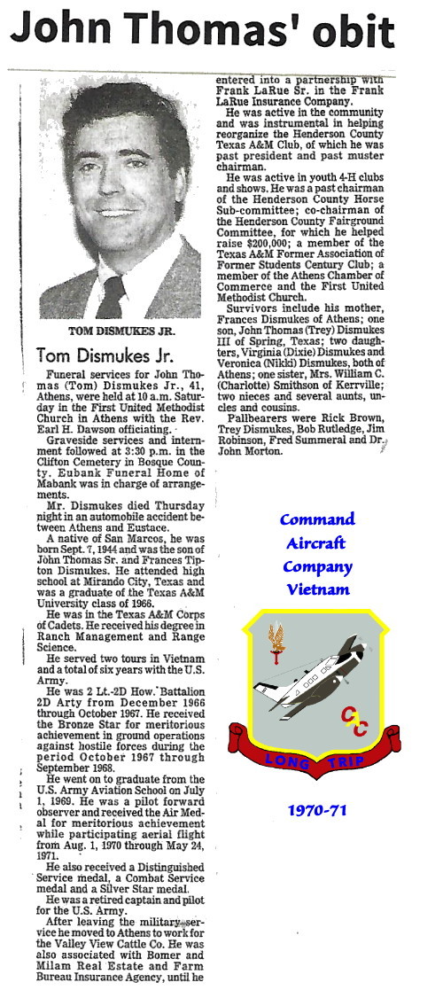 Obituary, John Thomas Dismukes, Jr., 1985 Obituary, John Thomas Dismukes, Jr., 1985