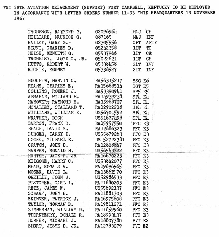LO 11-33, dated 13 November 1967, 58th Avn Det movement order LO 11-33, dated 13 November 1967, 58th Avn Det movement order